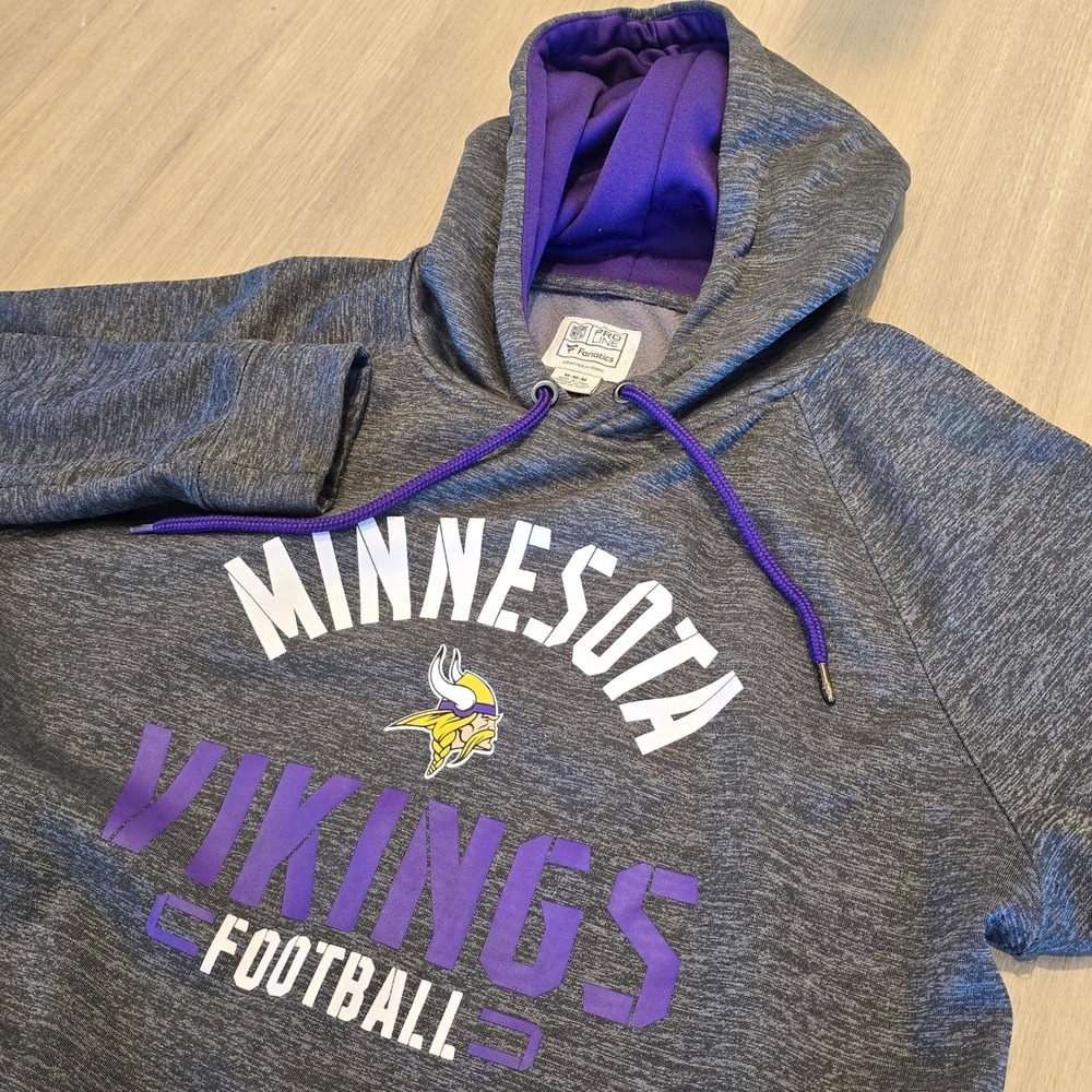 NFL Pro Line Fanatics Minnesota Vikings Hoodie‎ Mens Medium Gray Purple Fleece